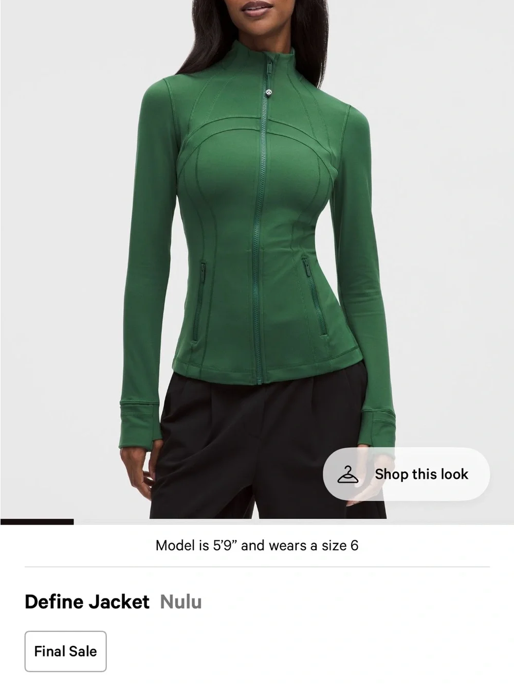 Lululemon Define Jacket (Ivy Glove) Sz 10